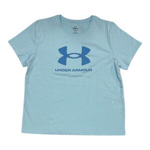 Under Armour Girls' UA Big Logo Short Sleeve Crew Tshirt - Blue